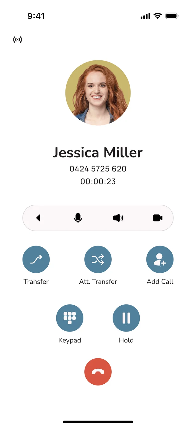 VOCPhone mobile app on a live call